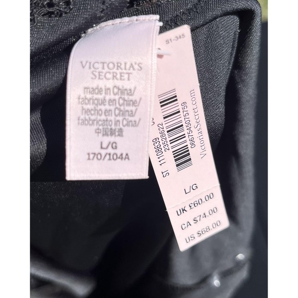 Victoria's Secret Chemise Womens Large Black Crushed Velvet Lace Trim Lingerie - Picture 9 of 10
